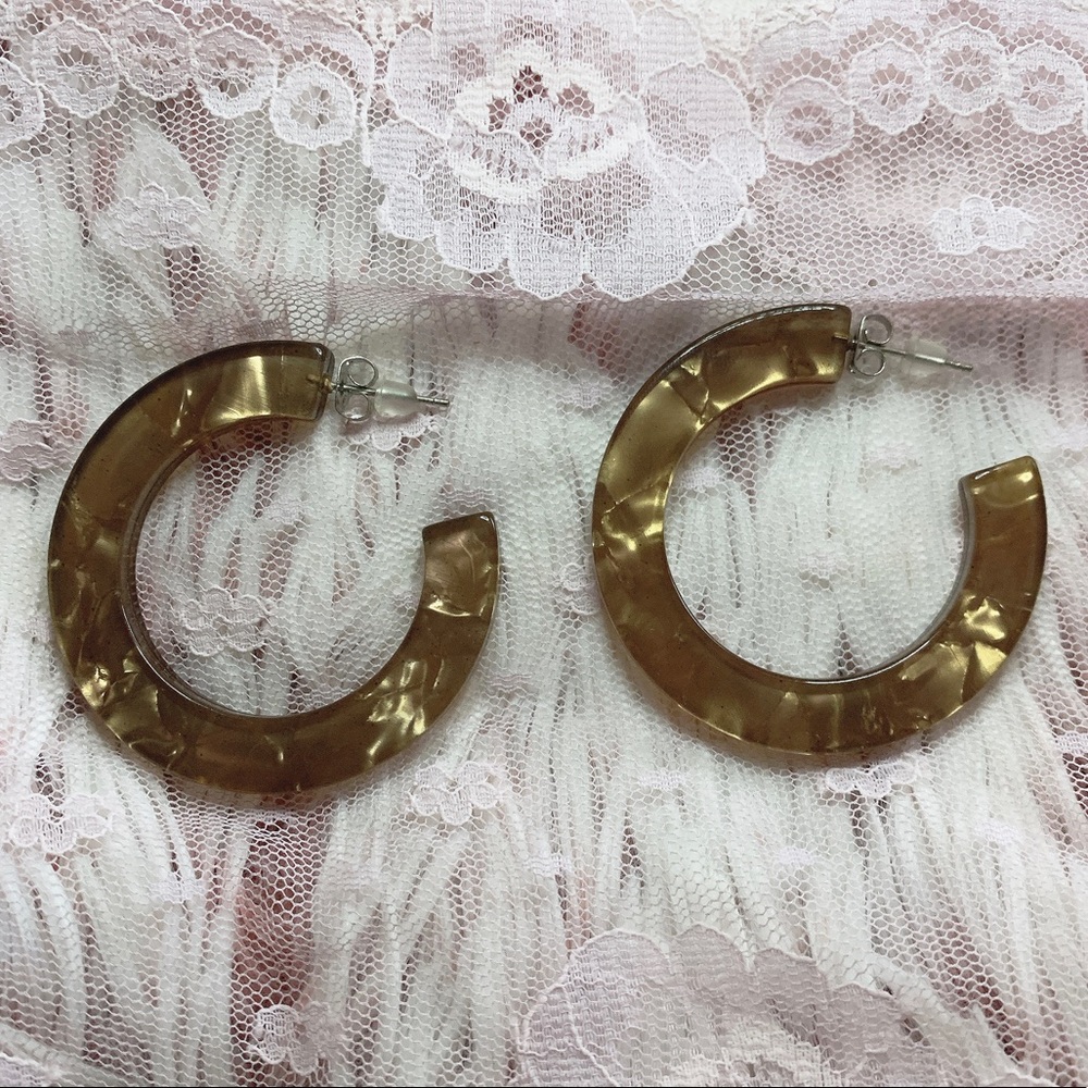 Bronze Tortoise Acrylic Hoop Earrings